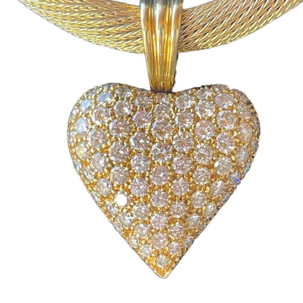 Vintage 14kt gold & diamonds heart pendant & rope chain necklace - Picture 8 of 12